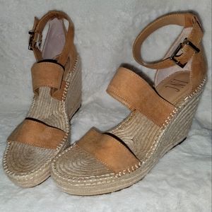 I.N.C. Suede Wedge Sandals with Woven Espadrille 9.5
